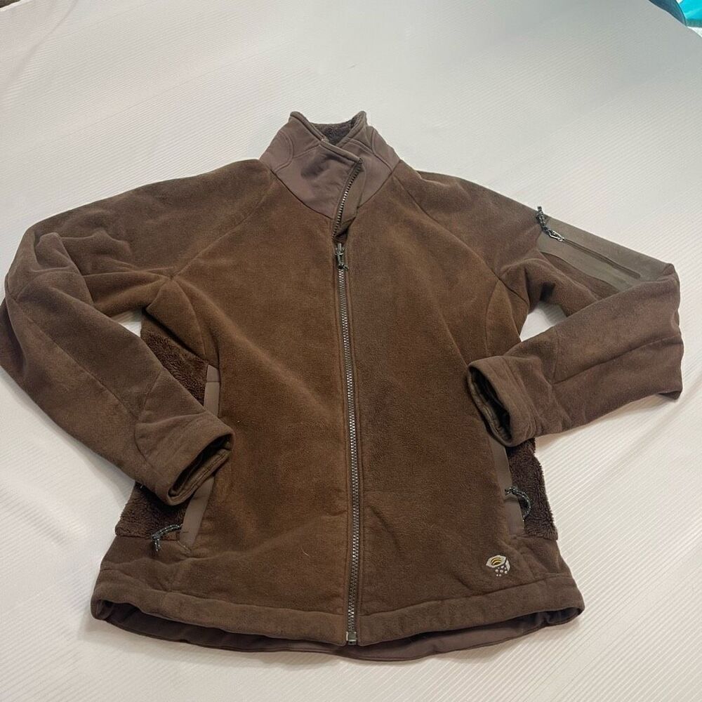 Mountain Hardwear Fleece Jacket Womens Small Brown Zip Up Long Sleeve Outdoor